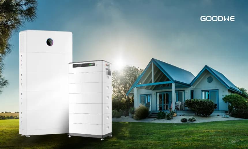 GoodWe residential energy storage system beside a home